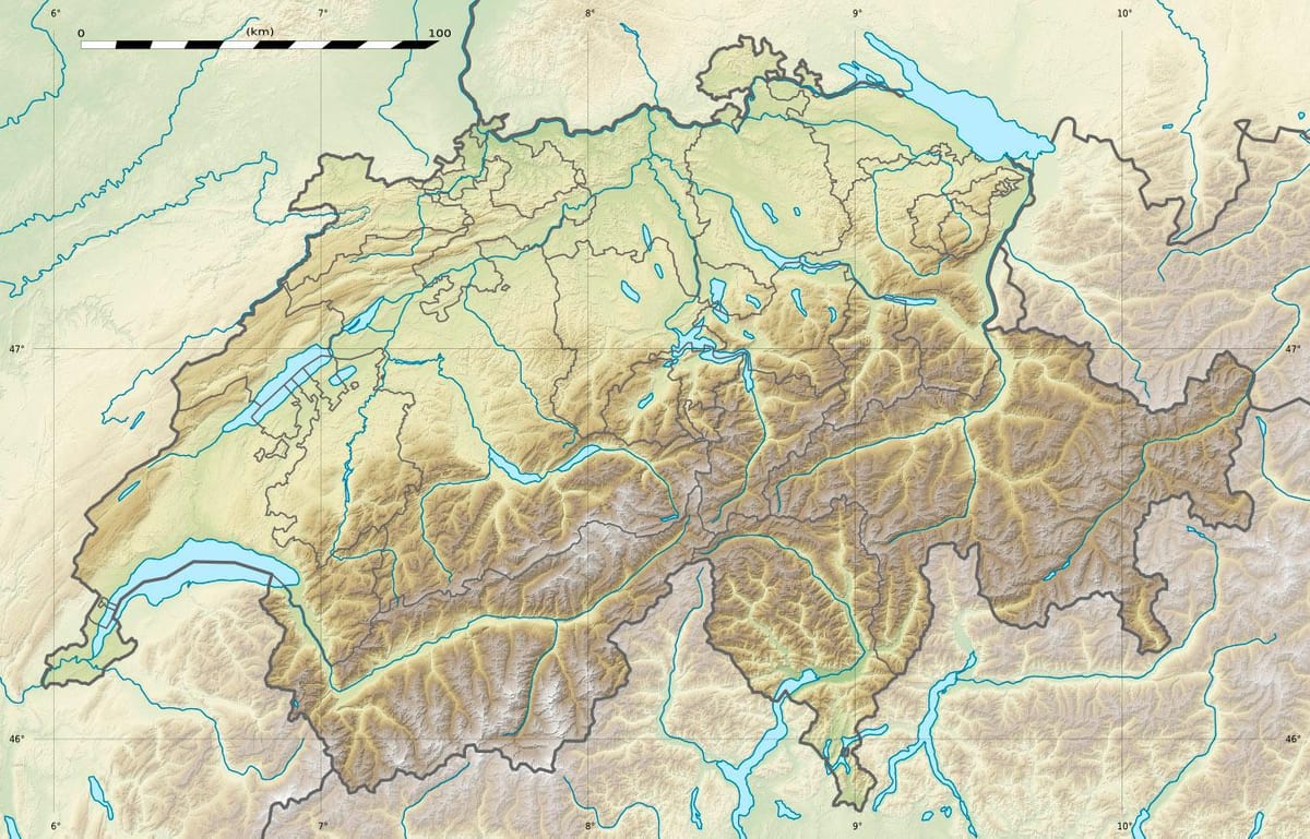 რუკა შვეიცარია რელიეფის