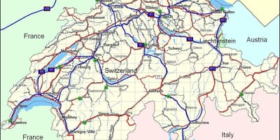 რუკა შვეიცარიის მთებში