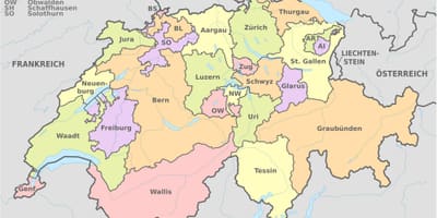 რუკა შვეიცარია და მიმდებარე ტერიტორია
